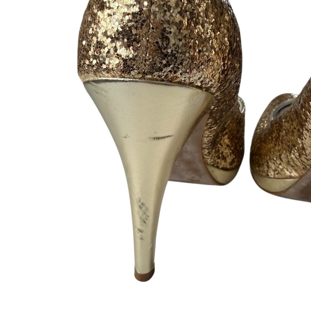 Nine West Rocha Gold Glitter Cushioned Pumps Women’s Size 9 Stiletto Heels Glam - Picture 5 of 16